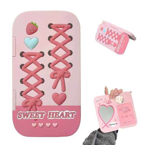 QoKcoahn Case Compatible with iPhone 17 Pro Max3D Kawaii Cute Cartoon Ballet Flip Mirror Soft Silicone Funny for Women Girls Gel Protective Cover - Image 1
