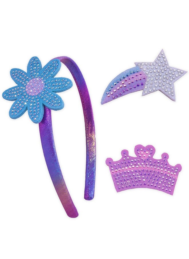 FROG SAC Charm Headbands For Girls - Kids Hair Bands With Interchangeable Clips, Thin Head Band Accessories For Children (Crown/Daisy/Star, Kids)  - Image 1