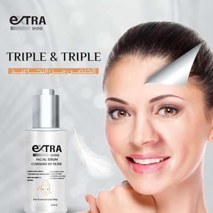 extra shine Facial Serum - 30 ml -With Hyaluronic Acid & Berry Extract for Radiant and Bright Skin - Repairs Skin Barrier - Evens Skin Tone - Free chemicals & parabens - Safe for All Skin Types - Image 4