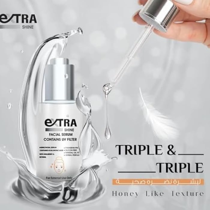 extra shine Facial Serum - 30 ml -With Hyaluronic Acid & Berry Extract for Radiant and Bright Skin - Repairs Skin Barrier - Evens Skin Tone - Free chemicals & parabens - Safe for All Skin Types - Image 5