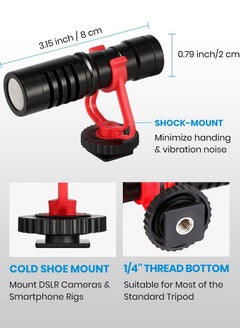 MCM-1 Video Microphone, Camera Microphone with Shock Mount, Windshield, Professional Vlogging Kit for iPhone, Android Smartphone, DSLR Camera & Camcorder, Battery-Free Shotgun Mic