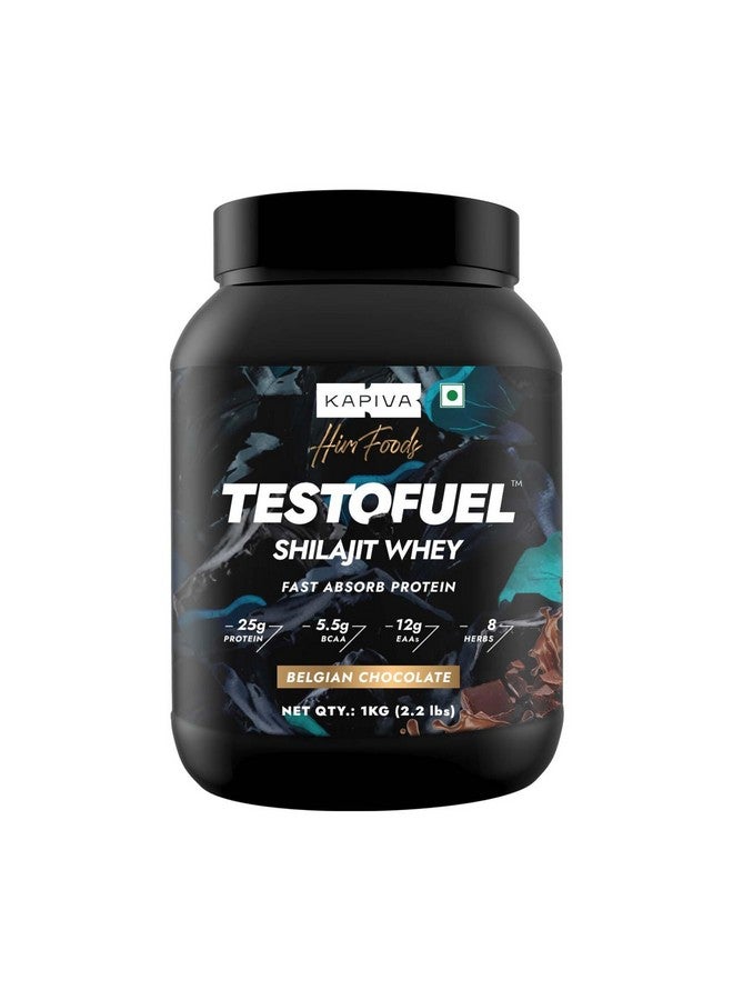 Kapiva كابيفا تيستوفويل شيلجيت بروتين مصل اللبن | 25 جرام بروتين | 250 ملغ شيلجيت | 5.5 جرام BCAA | شوكولاتة بلجيكية | امتصاص أسرع | مزيج داجيزايم | متوافق مع WADA | 1 كجم / 2.2 رطل - Image 1