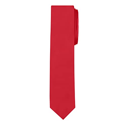 Jacob Alexander Men's Skinny Width 2" Solid Color Tie - Red - Image 1