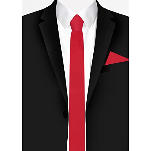 Jacob Alexander Men's Skinny Width 2" Solid Color Tie - Red - Image 3