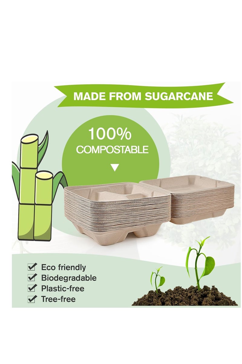 Disposable Paper Food Containers with Lids, 20 Pack 3 Compartment Takeout Boxes, Eco Friendly Food Packaging, 20.32×20.32×5.7cm - Image 4