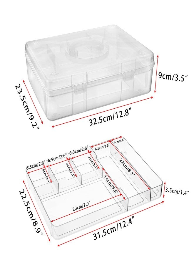 بي تي سكاي صندوق تخزين دب لطيف من طبقتين من BTSKY مع صينية مقسمة قابلة للإزالة، منظم أدوات فنية وحرفية محمول من البلاستيك الشفاف، حاوية تخزين قابلة للتكديس لأدوات المكتب المنزلي للأقلام والملاحظات وأوراق A4 وما إلى ذلك (شفاف) - Image 3