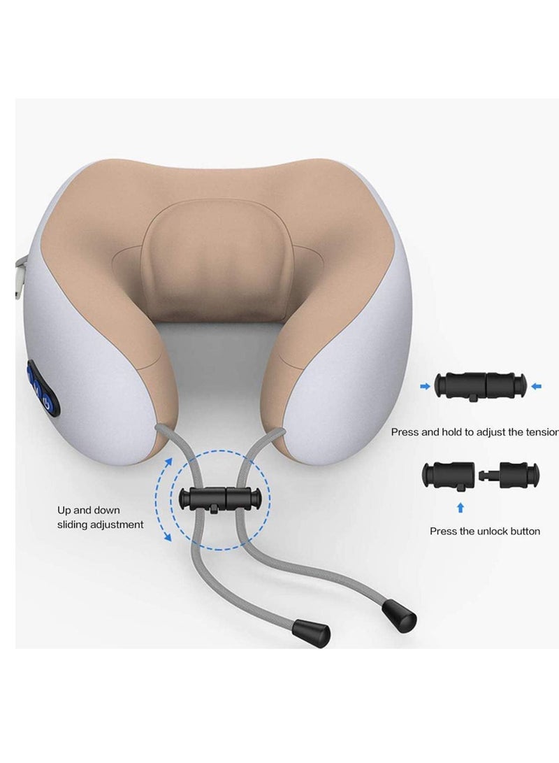 ELTRAZONE Travel Pillows For Sleeping Airplane, Portable Electric Neck Massager Soft Comfortable Breathable U-Shaped Memory Foam Massage Neck Pillow For Car Home And Office Heavy Duty - Image 3