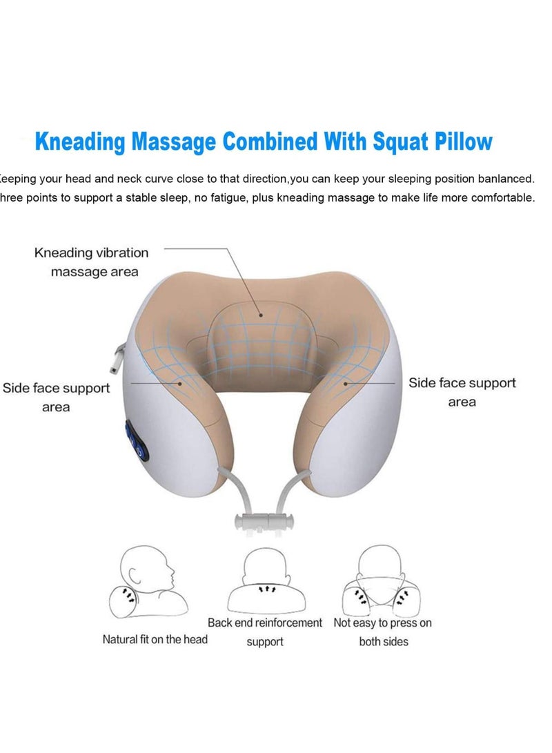 ELTRAZONE Travel Pillows For Sleeping Airplane, Portable Electric Neck Massager Soft Comfortable Breathable U-Shaped Memory Foam Massage Neck Pillow For Car Home And Office Heavy Duty - Image 4