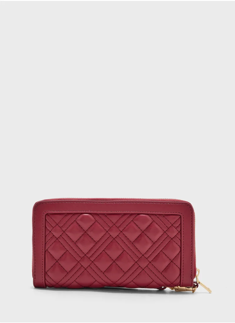 Love Moschino Quilted Zip Over Clutche