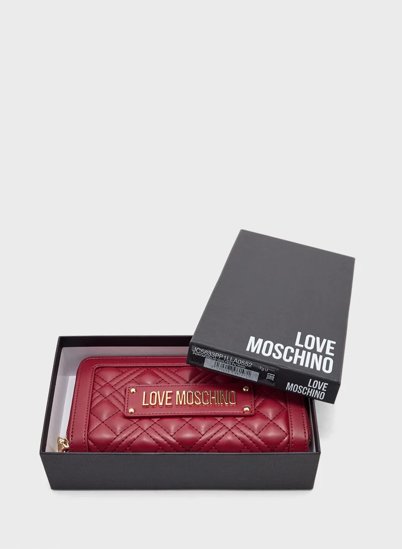Love Moschino Quilted Zip Over Clutche