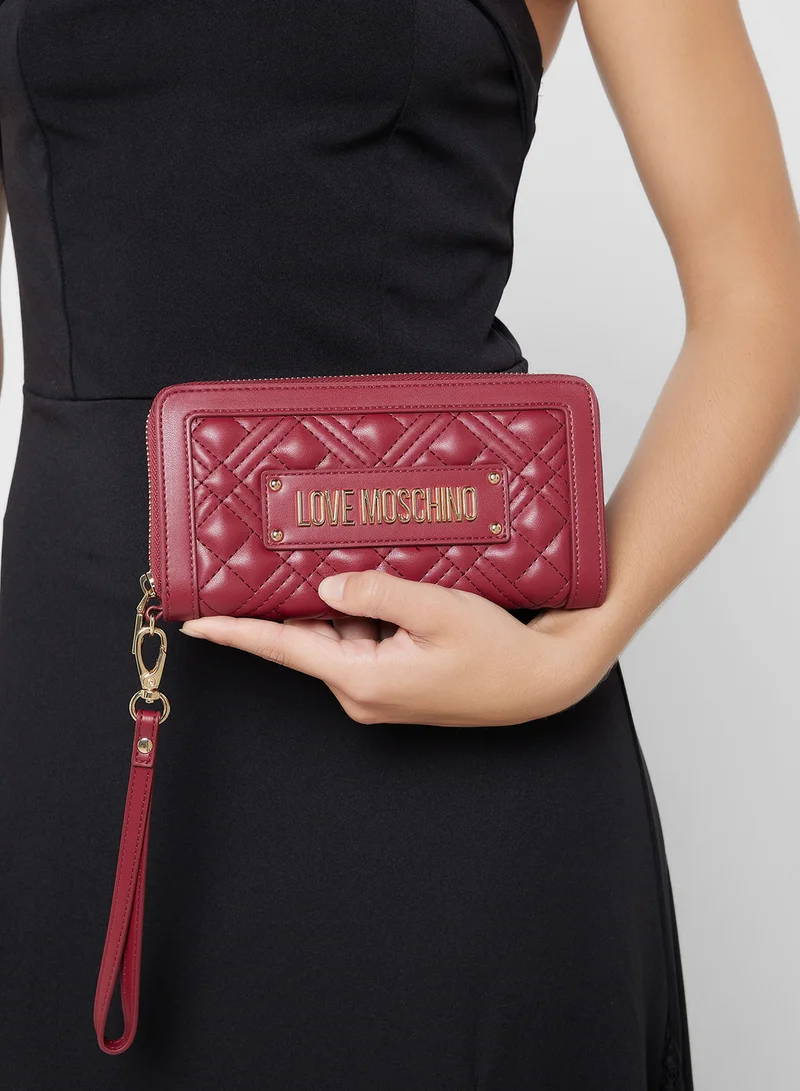 Love Moschino Quilted Zip Over Clutche