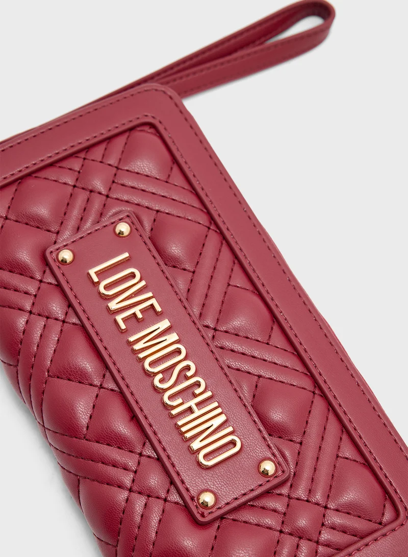 Love Moschino Quilted Zip Over Clutche