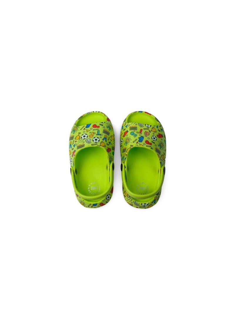 Boys Rubber Sandals – Green with Sports Print - Image 4