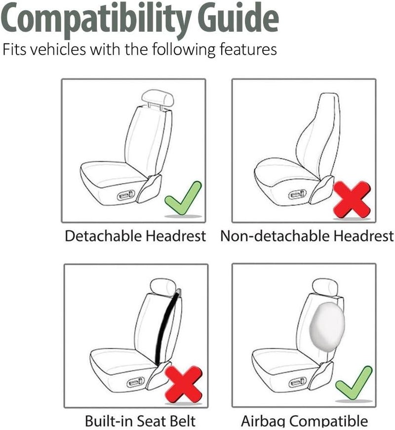 FH Group Front Set Faux Leather Car Seat Covers for Low Back Seat with Removable Headrest, Universal Fit, Airbag Compatible Seat Cover for SUV, Van, Black - Image 4