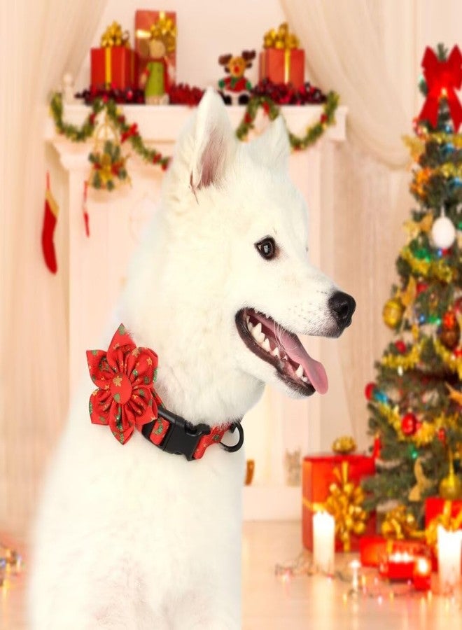 Beirui Cute Christmas Dog Collar with Bow Tie,Floral Female Dog Collar with Durable Buckle,Holiday Girl Dog Collars for Small Medium Large Dogs(Red,S) - Image 5