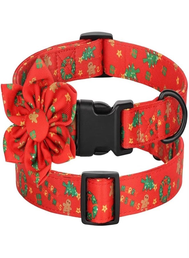 Beirui Cute Christmas Dog Collar with Bow Tie,Floral Female Dog Collar with Durable Buckle,Holiday Girl Dog Collars for Small Medium Large Dogs(Red,S) - Image 1