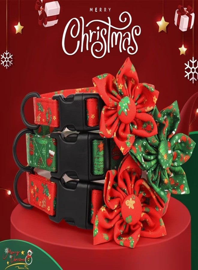 Beirui Cute Christmas Dog Collar with Bow Tie,Floral Female Dog Collar with Durable Buckle,Holiday Girl Dog Collars for Small Medium Large Dogs(Red,S) - Image 2