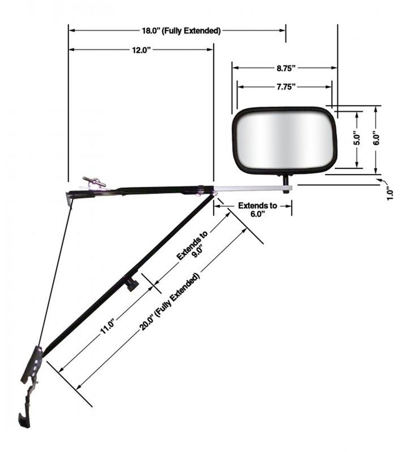 CIPA 11650 Door Mount Towing Mirror , Black - Image 5