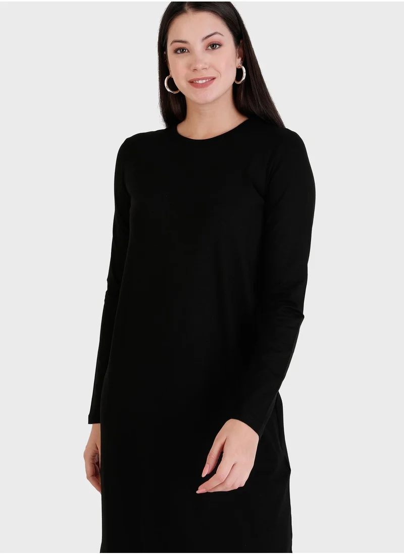Refka by modanisa Round Neck Longline Tunic