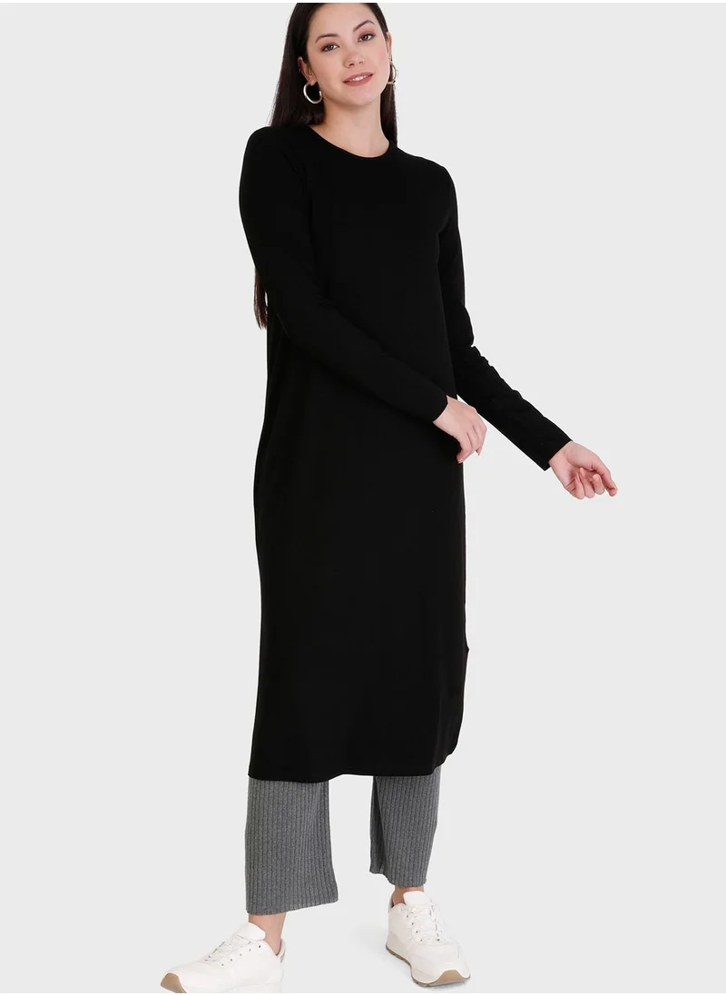 Refka by modanisa Round Neck Longline Tunic