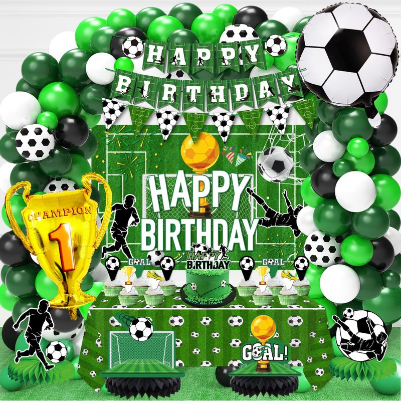 jenlion Soccer Birthday Party Decorations 120Pcs Kit with Tablecloth Backdrop Banner Cake Topper Balloons Centerpieces More for Boy - Image 3