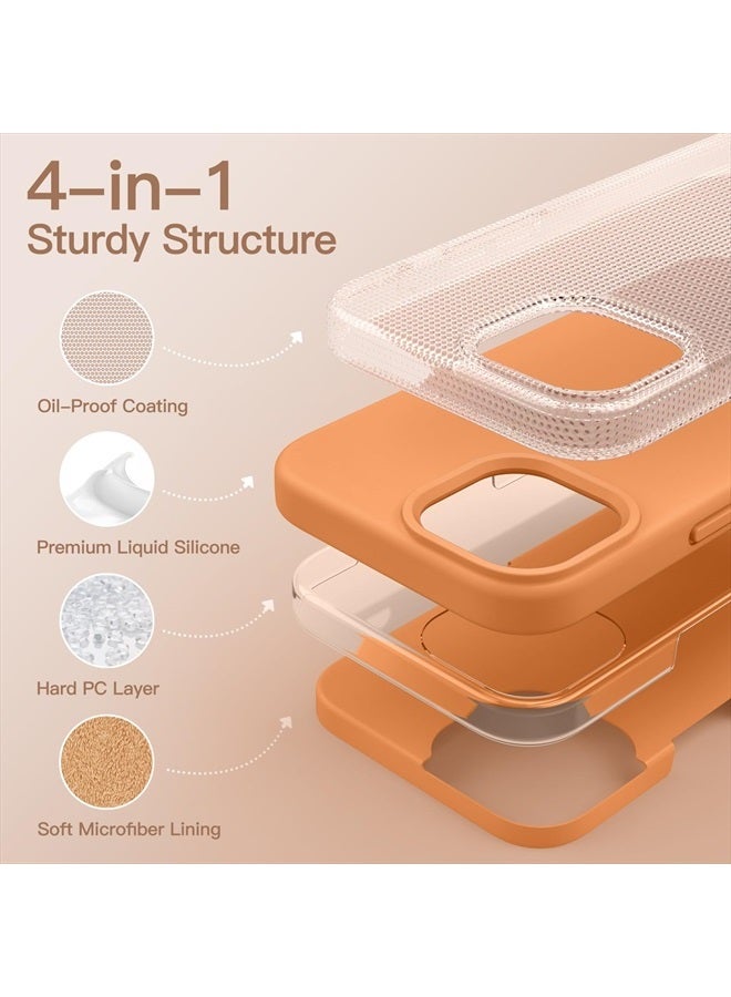 Jetech جراب سيليكون لهاتف iPhone 14 مقاس 6.1 بوصة، جراب حماية كامل الجسم ناعم الملمس، غطاء مقاوم للصدمات مع بطانة من الألياف الدقيقة (ماري جولد) - Image 3