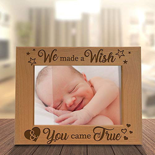 KATE POSH - We Made a Wish & You Came True Engraved Natural Wood Picture Frame, New Baby Gifts, New Mom, New Dad, Adoption Gifts (4x6 Horizontal) - Image 5