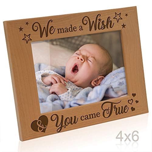 KATE POSH - We Made a Wish & You Came True Engraved Natural Wood Picture Frame, New Baby Gifts, New Mom, New Dad, Adoption Gifts (4x6 Horizontal) - Image 3