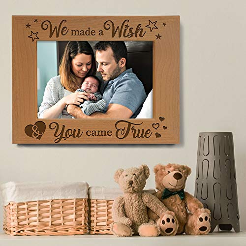 KATE POSH - We Made a Wish & You Came True Engraved Natural Wood Picture Frame, New Baby Gifts, New Mom, New Dad, Adoption Gifts (4x6 Horizontal) - Image 4