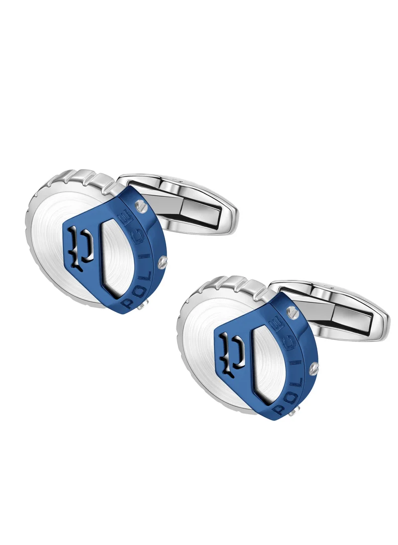 بوليس Cufflinks For Men Stainless Steel with Blue Logo