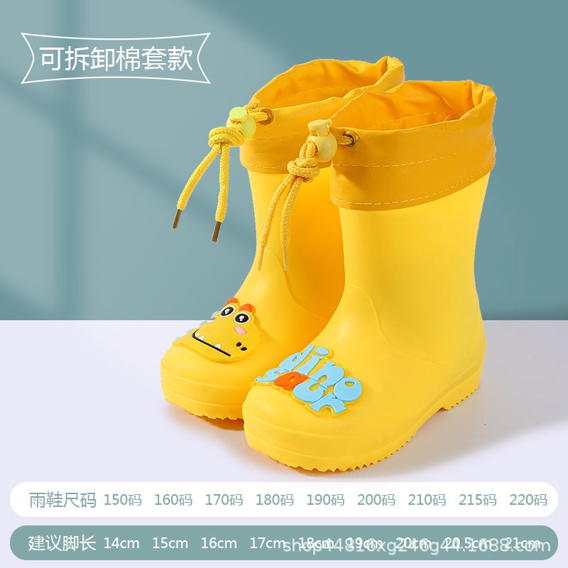 Children'S Rain Boots, Girls' Waterproof Shoes, Four-Season Universal Drawstring Mid-Tube Rain Boots, Girls' Non-Slip Water Shoes - Image 1
