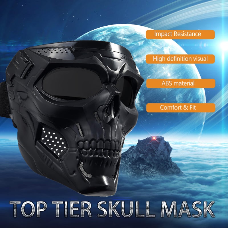 CROSSBODY 2 Pack Black Full Skull Face Mask - Tactical Airsoft & Paintball Gear, Motorcycle Riding Protection | Ghost & Skeleton Cosplay, Halloween Horror Costume | Cool Safety Shield Cover for Adults Men - Image 2