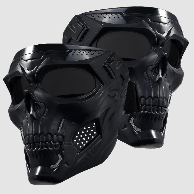 CROSSBODY 2 Pack Black Full Skull Face Mask - Tactical Airsoft & Paintball Gear, Motorcycle Riding Protection | Ghost & Skeleton Cosplay, Halloween Horror Costume | Cool Safety Shield Cover for Adults Men - Image 1