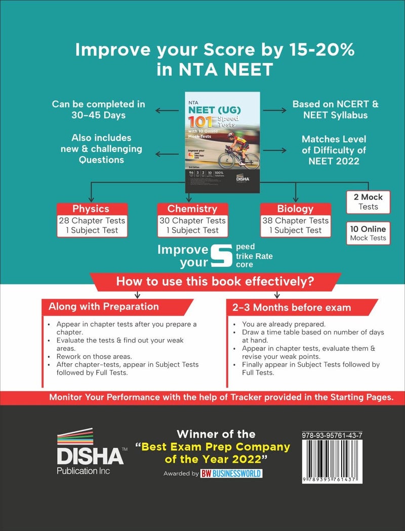 Nta Neet (Ug) 101 Speed Tests With 10 Online Mock Tests 2Nd Edition | 96 Chapter Tests + 3 Subject Tests + 2 Mock Tests + 10 Online Mock Tests | Physics, Chemistry, Biology, Pcb  - Image 4