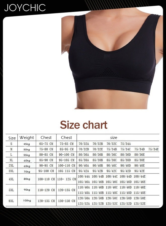 Joychic Seamless Sports Yoga Bra Hollow Mesh Breathable Holes No Rims Comfortbale Bra Vest with Widen Shoulder Straps for Women Girls Black  - Image 3