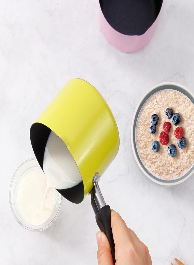 CHEFMADE Mini Milk Coffee Warmer, Non-stick 550ML Milk Chocolate Coffee Butter Warmer Pot With Double Diversion Port（Green） - Image 3