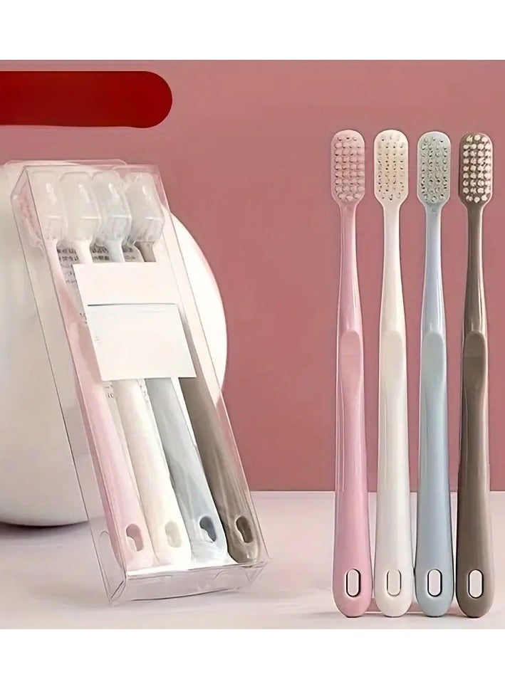 جلوسكي 4pcs فرشاة أسنان الفحم الخيزران فائقة الناعمة للبالغين-رأس كبير ، عالية الجودة ، مثالية للسفر والاستخدام المنزلي  - Image 1