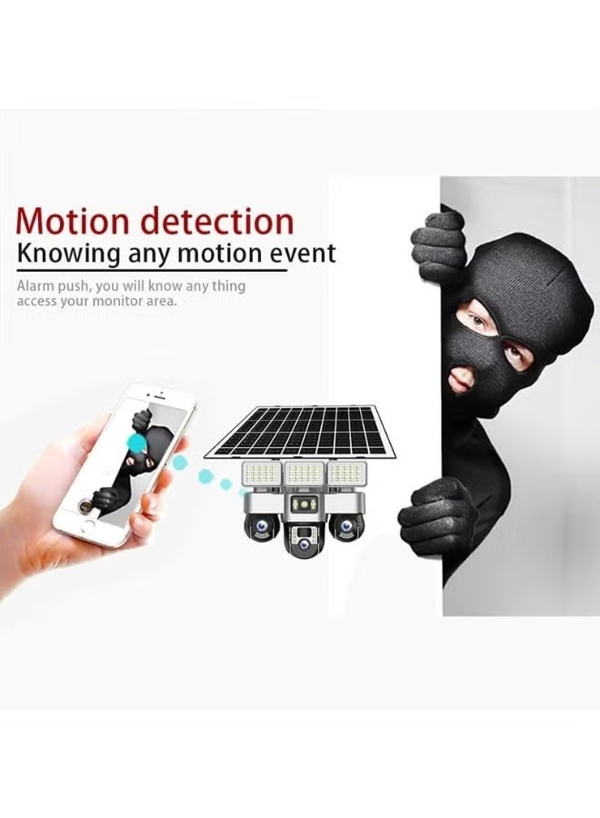 TIGER “V380 Pro 4G Solar Security Camera – Triple PTZ Lens System with 360° Rotation, 4K Ultra HD, Night Vision, IP66 Waterproof Outdoor Surveillance, Mobile App Control, Motion Detection, AI Human Tracking, Solar Rechargeable Power – Ideal for Home, Garden, Office, and Commercial Use.” - Image 5