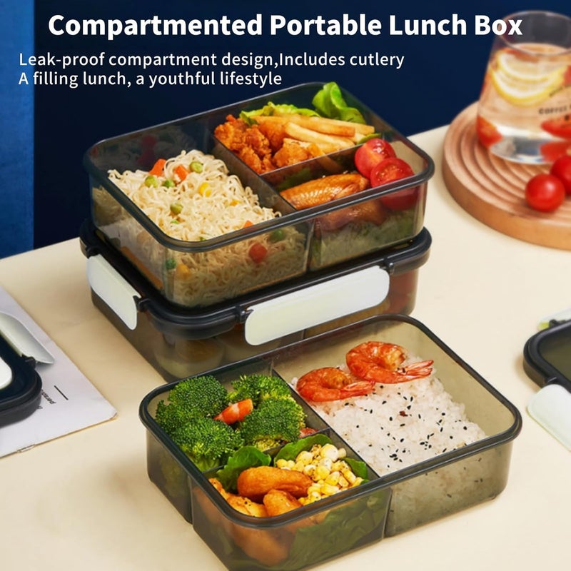 Lullaxx Bento Lunch Boxes Lunch Box 304 Stainless Steel Spoon And Fork For Kids And Adults, Microwaveable, 3 Compartment 1500Ml Suitable For School, Office, And Picnics (Beige) - Image 2