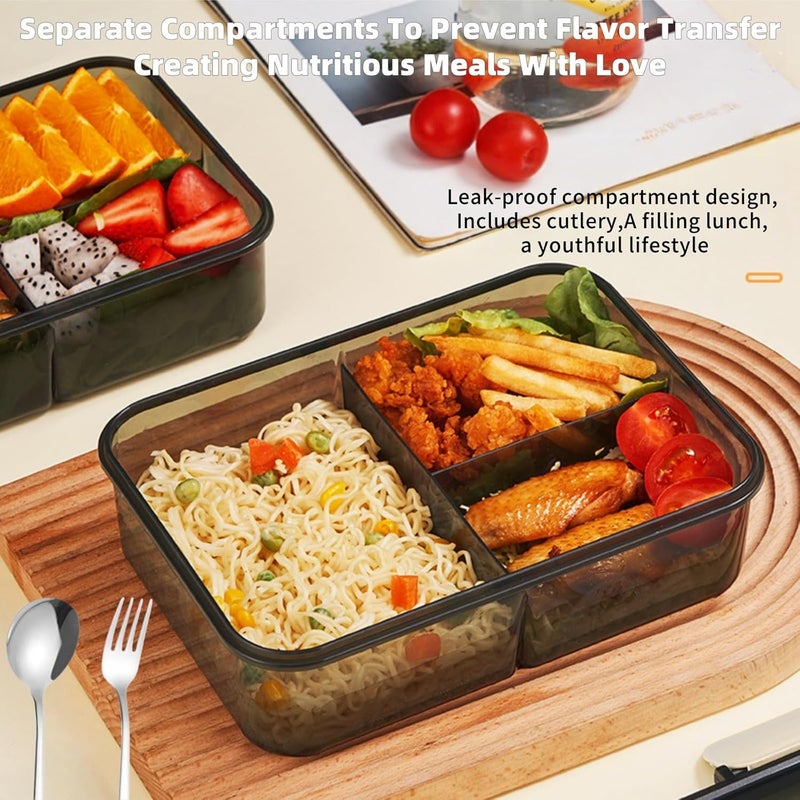 Lullaxx Bento Lunch Boxes Lunch Box 304 Stainless Steel Spoon And Fork For Kids And Adults, Microwaveable, 3 Compartment 1500Ml Suitable For School, Office, And Picnics (Beige) - Image 4