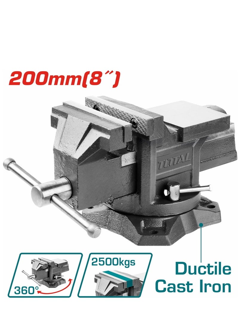 TOTAL - Total 8-Inch Bench Vice - Heavy-Duty Clamping Tool with 2500KG Force and Built-In Anvil for Precision Work - Image 1