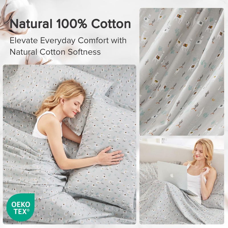 Comfort Spaces 100% Cotton Sheet Set Breathable, Lightweight, Soft with 12" Elastic Pocket Fits up to 14" Mattress, All Season Cozy Bedding, Matching Pillow Case, Twin XL Lama Multi 3 Piece - Image 5