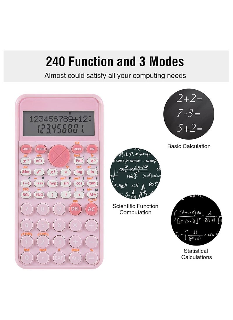 2-Line Standard Scientific Calculator, Portable and Cute School Office Supplies, Suitable for Primary School to College Student Use - Pink