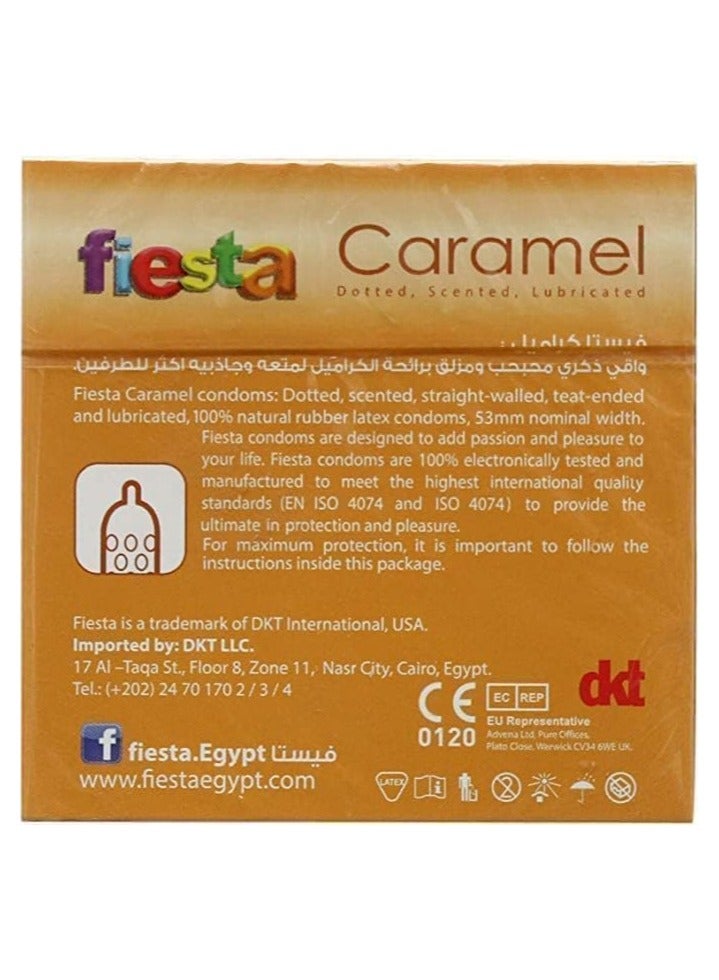 FIESTA Caramel - Dotted & flavoured Condoms - 4 Packs of 3 Pcs - Image 2