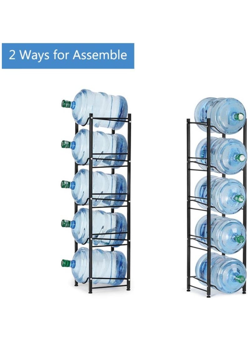 Water Bottle Storage Stand, 5 Tier Water Bottle Holder 5 Gallons Shelf, Heavy Duty Water Bottle Stand Storage for Kitchen Home and Office Easy To Assemble Black - Image 5