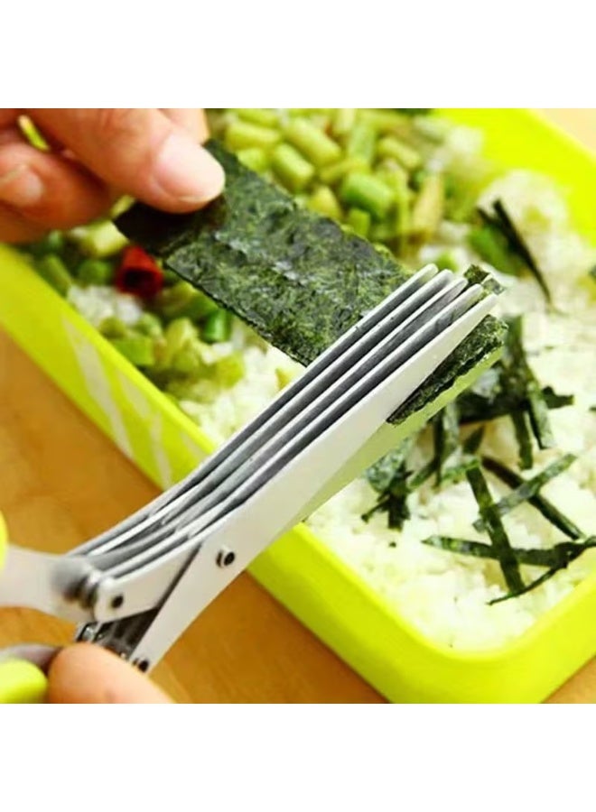 Goolsky مقص مطبخ متعدد الاستخدامات من الفولاذ المقاوم للصدأ 5 طبقات - مثالي للبصل الأخضر، الأعشاب البحرية والمزيد - قبضة مريحة، سهل التنظيف - Image 2