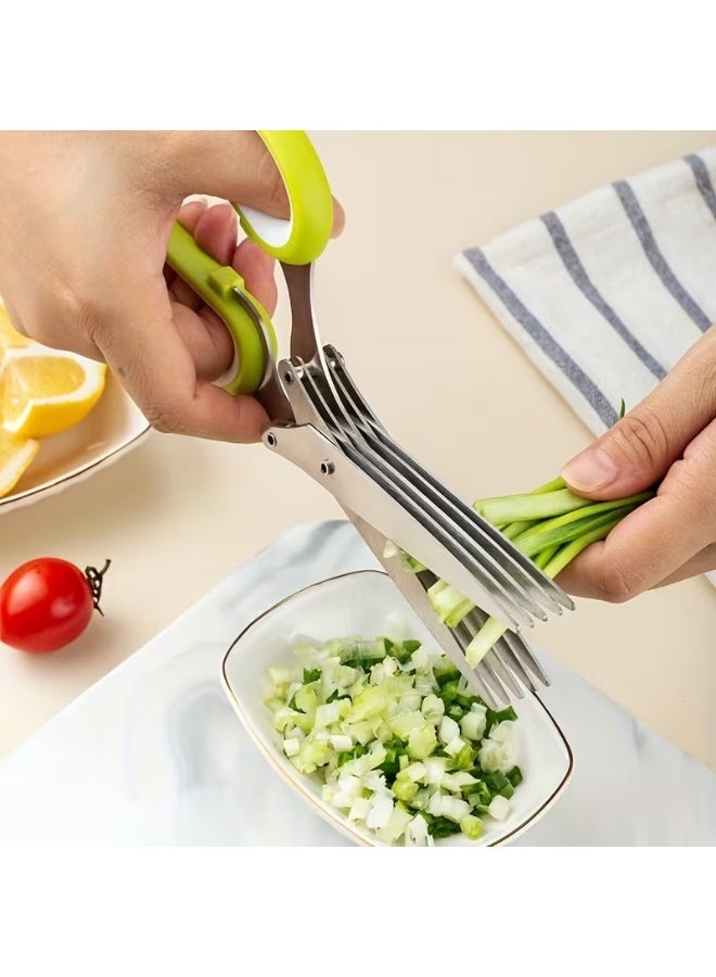 Goolsky مقص مطبخ متعدد الاستخدامات من الفولاذ المقاوم للصدأ 5 طبقات - مثالي للبصل الأخضر، الأعشاب البحرية والمزيد - قبضة مريحة، سهل التنظيف - Image 3