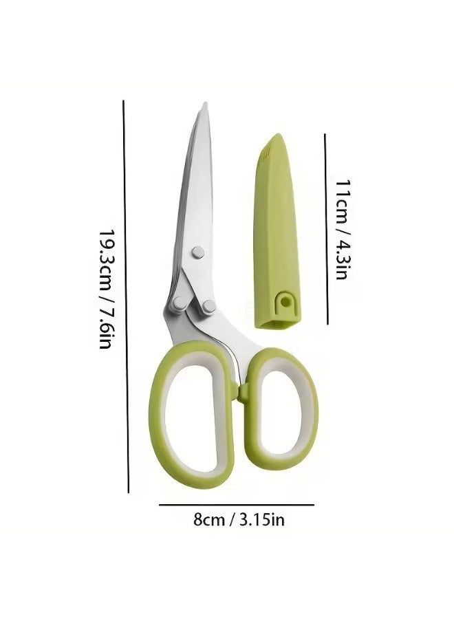 Goolsky مقص مطبخ متعدد الاستخدامات من الفولاذ المقاوم للصدأ 5 طبقات - مثالي للبصل الأخضر، الأعشاب البحرية والمزيد - قبضة مريحة، سهل التنظيف - Image 4