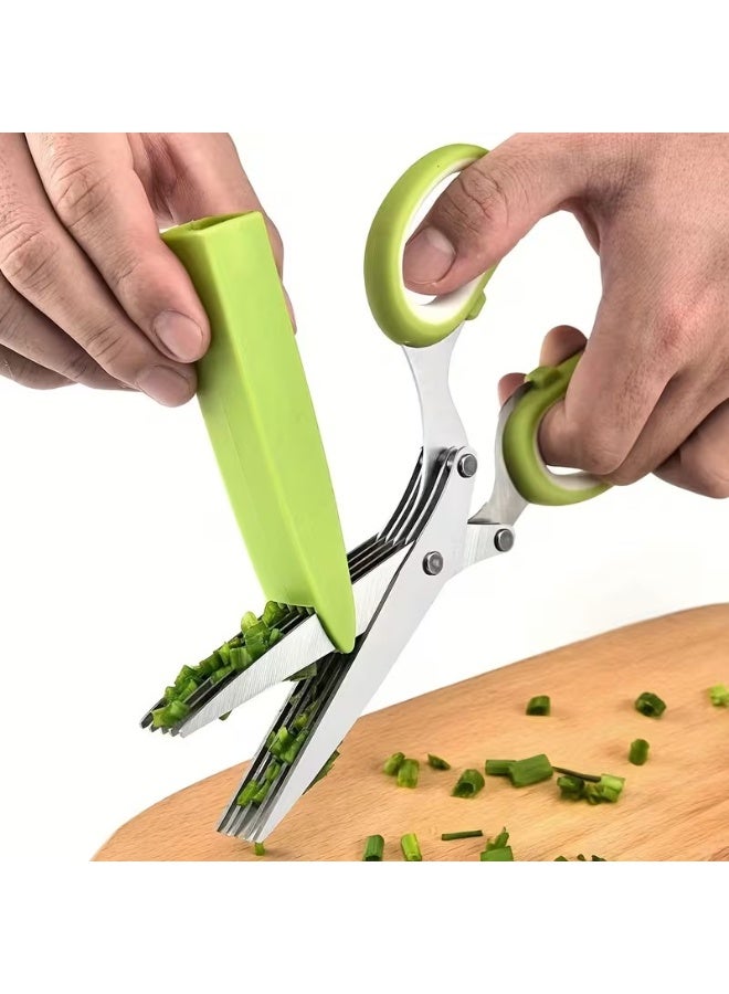 Goolsky مقص مطبخ متعدد الاستخدامات من الفولاذ المقاوم للصدأ 5 طبقات - مثالي للبصل الأخضر، الأعشاب البحرية والمزيد - قبضة مريحة، سهل التنظيف - Image 5