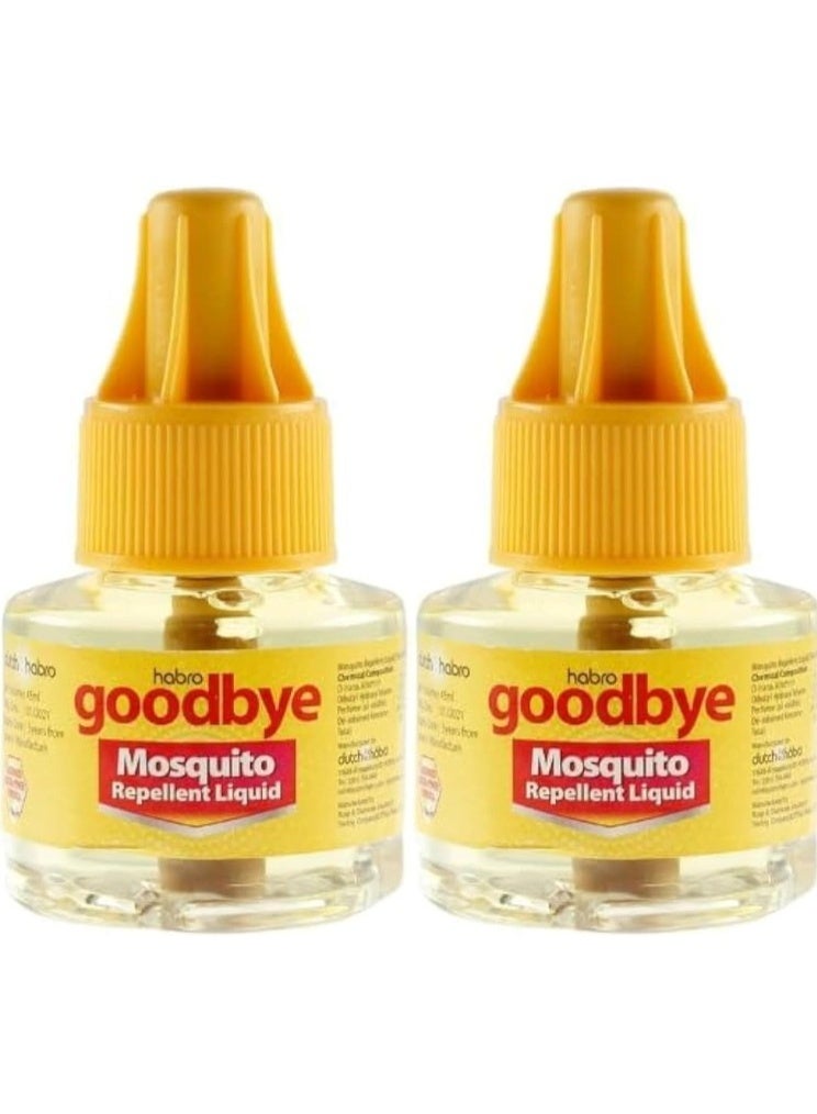 جودباي سائل طارد البعوض هابرو جودباي | مجموعة سائل قاتل البعوض | عبوة إعادة تعبئة تكفي 60+60 ليلة - زجاجة سعة 45 مل (عبوتان) - Image 1